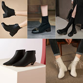 短靴313233粗跟5cm皮靴 系带马丁靴小码 特价 清仓