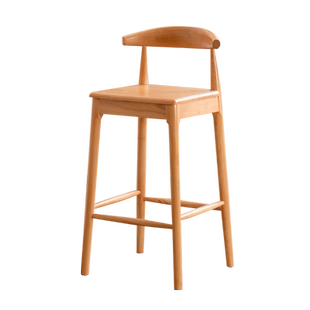 红美隆北欧实木酒吧椅家用吧台椅高脚凳简约靠背吧凳奶茶店前台椅