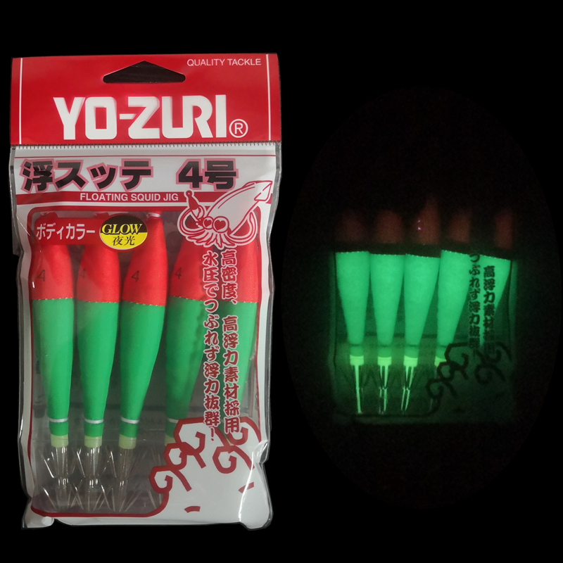 日本杜尔YO-ZURI鱿鱼夜光布卷墨鱼钩火箭鱿鱼钩荧光双伞钩吹筒钩