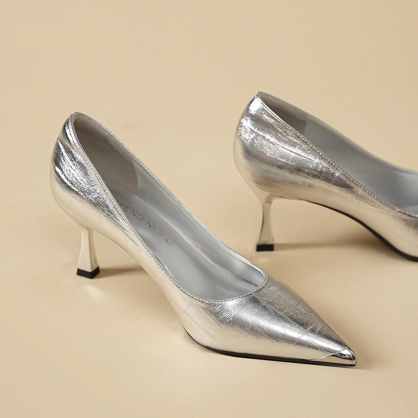 年宴会高跟鞋女2026新款气质高级御姐婚鞋银色百搭不累脚细跟单鞋,女鞋,婚鞋,淘宝优惠券,粉丝福利购,淘宝优惠卷