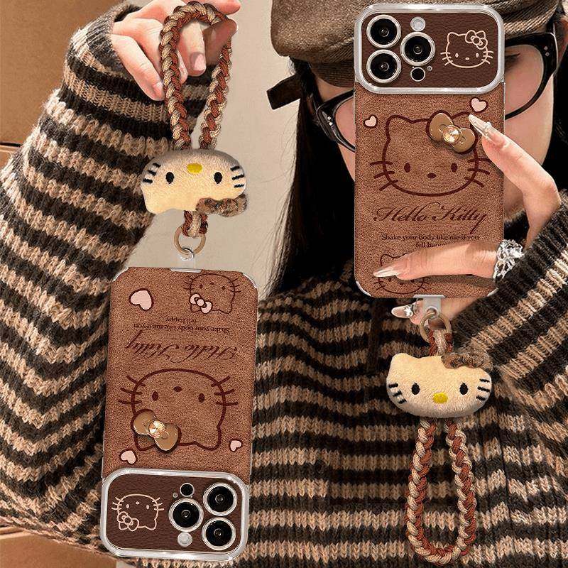 电镀大视窗贴皮KT猫适用苹 果16promax手机保护壳iphone15/14/13华为mate60pro女P70防摔OPPORneo12/VIVOS19