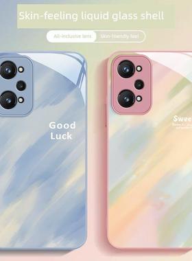 适合Irme Q5I手机壳网红新Realme Q5Pro时尚可达奢华高值男女潮超热高端梯度涂鸦金属玻璃防摔保护套