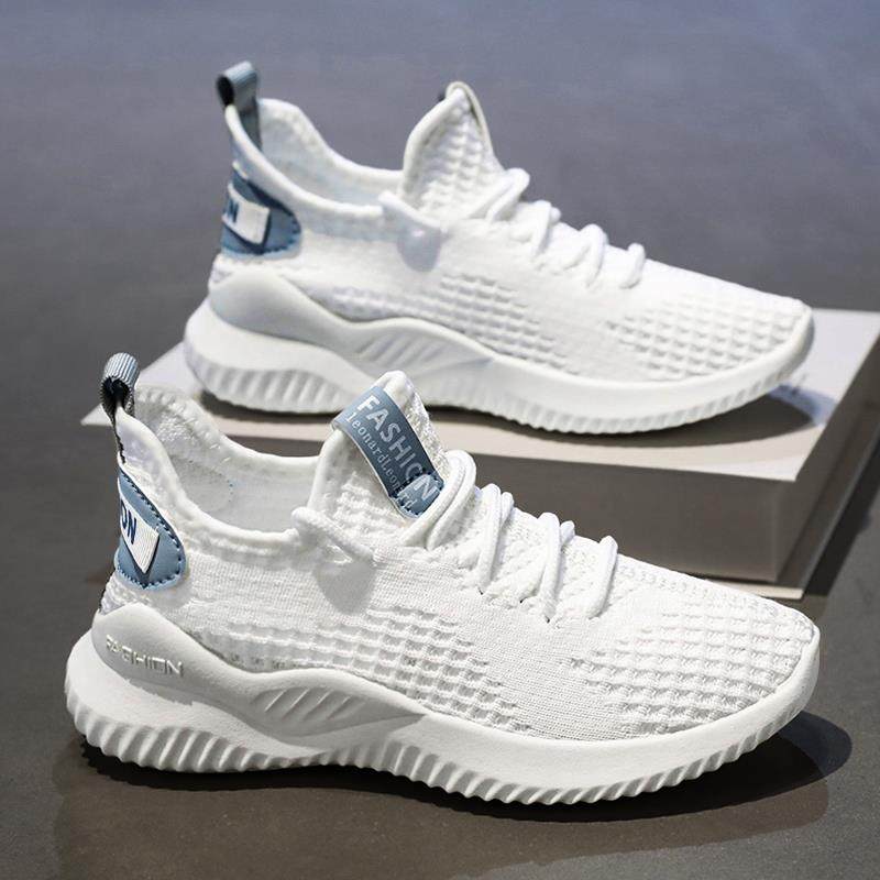 男童小白鞋夏季2025新款儿童运动椰子鞋网面透气大童飞织男孩白色