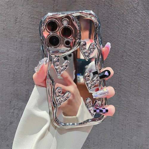 电镀银奶油纹立体爱心适用OPPORe手机保护壳findx7reno10/9/8/7/6/5/4SE新款k11/k10女a1/a2pro创意a93/a96