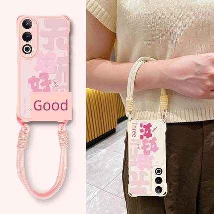 适合Oppok12手机壳，好K12S文字创意K11高端小众K9X女性新款Oppo全包防摔Findx8不撞壳X7Ultra四角挂绳壳