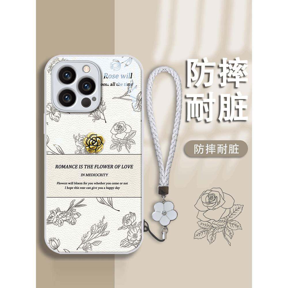 白色山茶花适用OPPORe手机保护壳findx7pro女reno10/9/8/7/6保护套k11/k10x/k9s小羊皮a2m/a1pro个性a58/a96