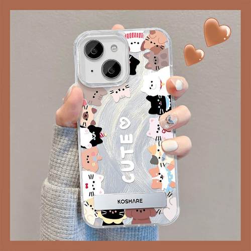 羽纱一圈可爱小动物适用苹 果15promax手机保护壳华为mate60pro新款荣耀100女OPPORe可爱动物VIVOX100支架小