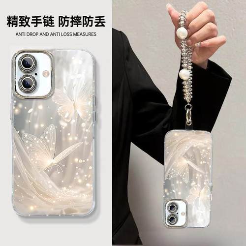 适用苹果16手机壳iPhone15梦幻蝴蝶14Promax新款女13Pro轻奢高级12时尚爆款11带挂绳8Plus全包7/6防摔X保护套