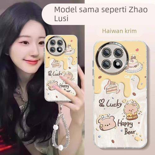 奶油动物适用一加ACE5手机壳ACE3Pro全包防摔ACE2V自带镜头膜OnePlus女新款1加13带手炼1+12时尚爆款11保护套