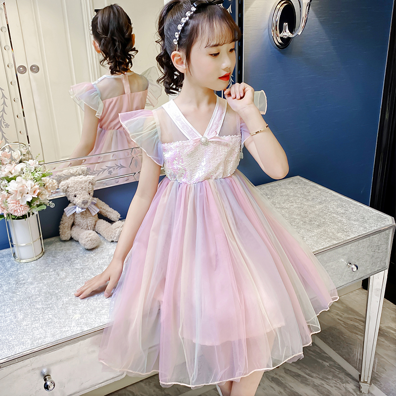 网红女童夏装连衣裙小女孩莎莎公主风裙子夏季衣服8八九十10-12岁