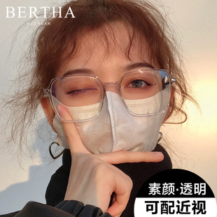 潮可配有度数防蓝光大脸显瘦高度素颜透明眼睛框架 近视眼镜女韩版