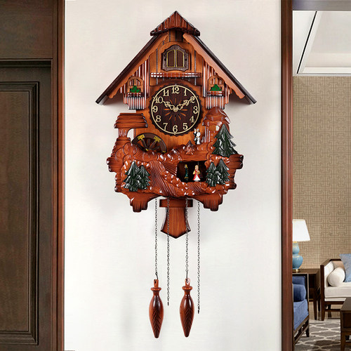 汉时欧式摇摆挂钟客厅报时鸟钟