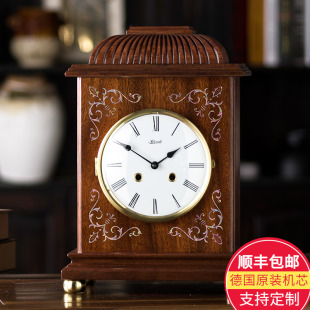 新中式 饰台钟实木德国机芯机械报时时钟HD329 客厅座钟中堂桌面装