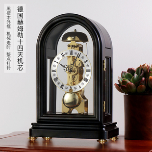 汉时钟表座钟客厅黑檀木摆钟桌面摆台式 机械复古德国机芯台钟HD06
