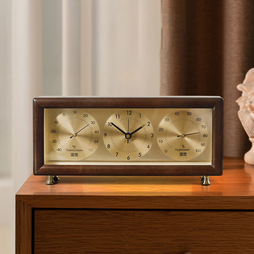 汉时座钟金属钟面指针式温湿度计