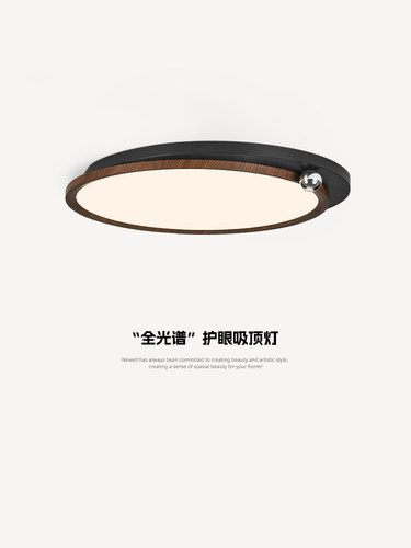 意大利极简主义卧室吸顶灯，覆古胡桃木纹，中世纪奶豆主卧室灯，