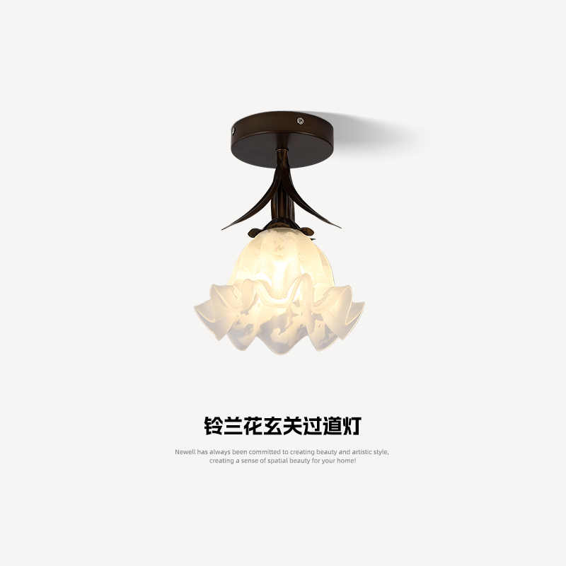 复古过道吸顶灯中古风花朵玻璃入户玄关走廊灯全光谱护眼阳台灯