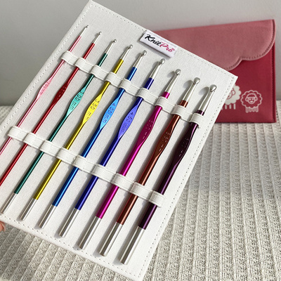 Knitpro单头铝制钩针手工勾针细钩针毛线编织毛衣针工具全套装