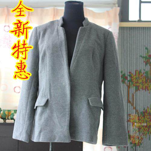 打折清仓特价品牌女装样衣银灰色女羊毛西服包邮韩版毛呢外套秋冬