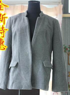 打折清仓特价品牌女装样衣银灰色女羊毛西服包邮韩版毛呢外套秋冬