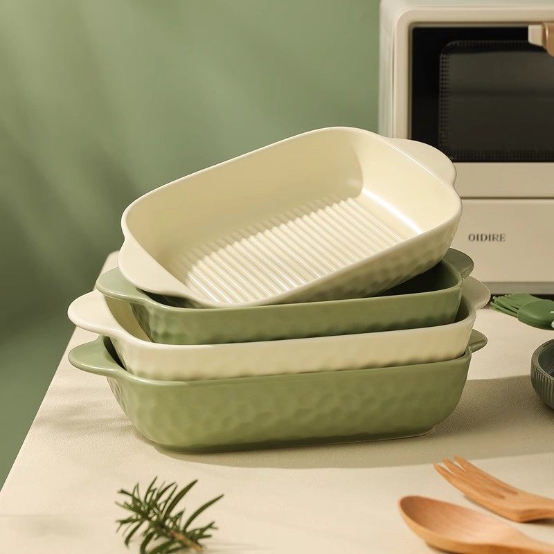 芝士焗饭烤盘烤箱用微波炉加热专用器皿长方形盘子高级感双耳烤盘