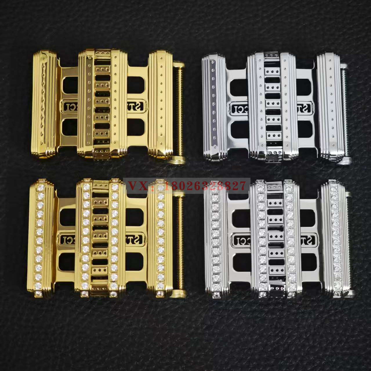 史蒂芬老鹰头单独皮带扣头高端镶钻纯不锈钢内穿式男士3.8cm腰带