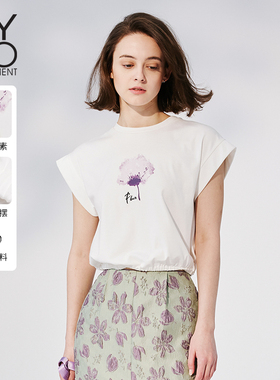 【商场同款】MYMO圆领印花收腰T恤春夏季新款白色上衣女117M