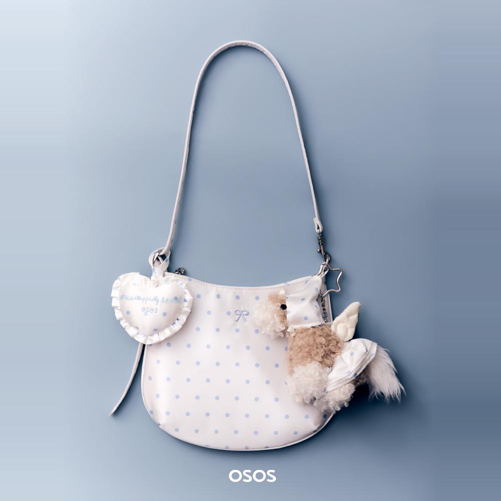 osos自白原创蝴蝶结进口缎面腋下包手提包绸缎包贝壳包单肩包波点
