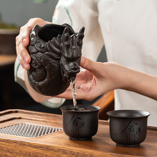 紫砂公道杯大号功夫茶具刻字舍得茶海过滤茶汤茶杯分离器250ml