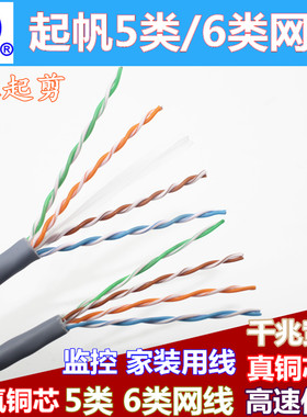 起帆5类6类无氧铜千兆网线监控线