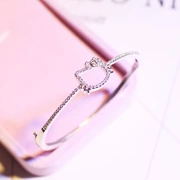 Kitty Hello Kitty 925 Sterling Silver Bracelet Vòng tay nữ Nhật Bản và Hàn Quốc Sinh viên đơn giản Trang sức bạc Sinh nhật Gửi quà tặng bạn gái - Vòng đeo tay Cuff
