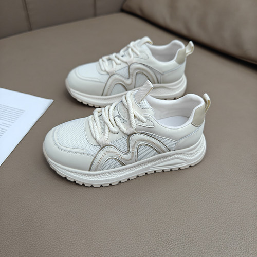 真皮厚底潮流老爹鞋女2025新款