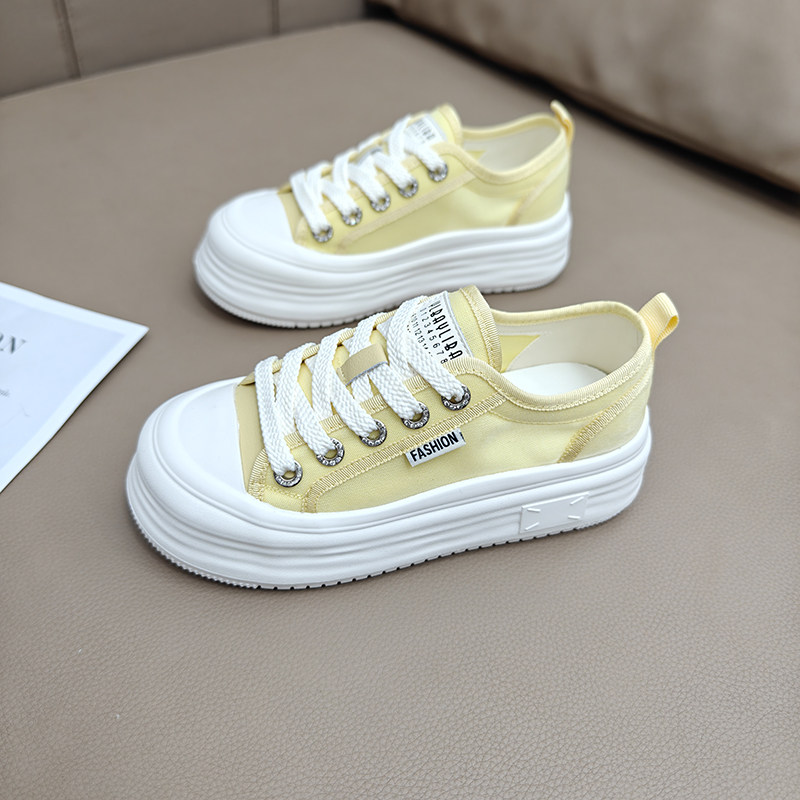 网面透气休闲鞋女夏2025新款轻便松糕厚底小白鞋时尚百搭增高板鞋