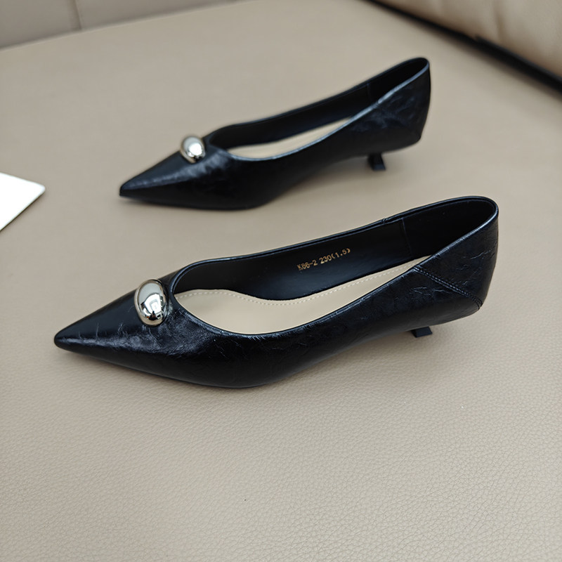 3cm高跟鞋女细跟气质名媛单鞋女2025年法式不累脚尖头浅口工作鞋