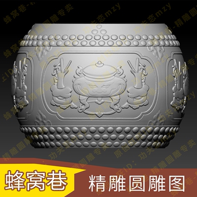 3d模型圆雕图柱子头stl石雕坐墩石墩石凳雕刻机三维立体雕刻图