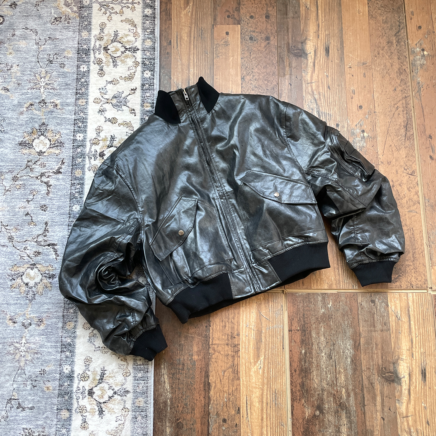 WHOA HA!复古做旧皮衣男立领飞行员夹克bomber外套痞帅newvintage