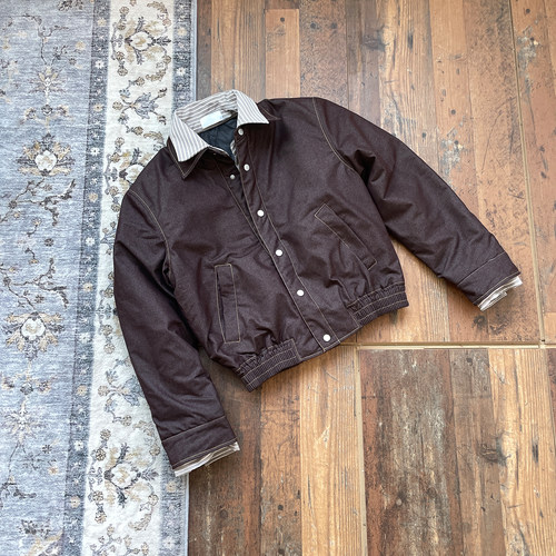 WHOA HA!复古翻领原牛假两件棉衣加厚保暖宽松短款新贵夹克外套