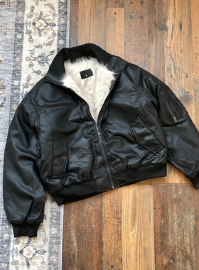 WHOA HA复古飞行员夹克ma1防风拉链廓形boxy皮衣外套男女