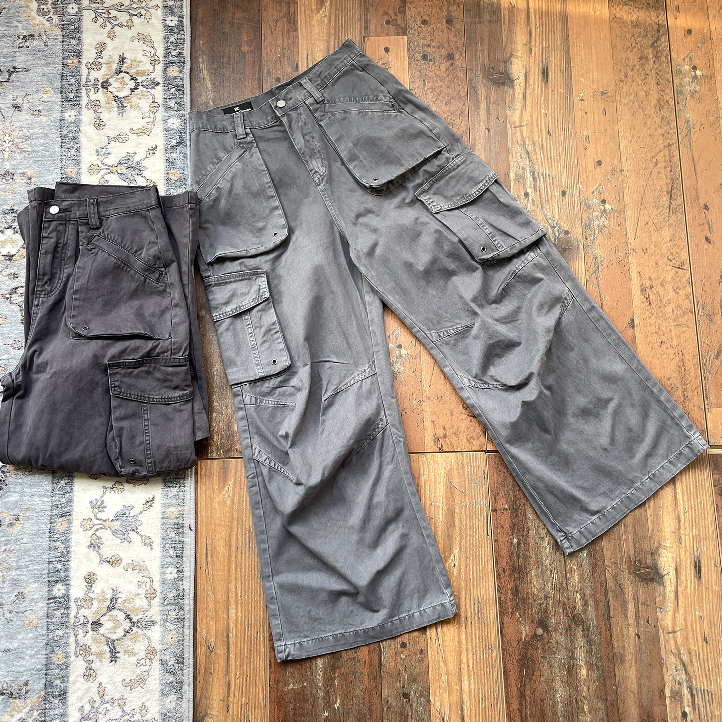 WHOA HA复古水洗做旧宽松阔腿vintage直筒工装长裤男女秋季