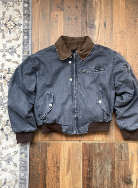 WHOA HA美式复古翻领水洗夹克男宽松工装风飞行员棉衣外套vintage