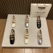 芭蕾舞百搭玛丽珍晚晚鞋 女浅口2025春新款 银色双结单鞋 法式