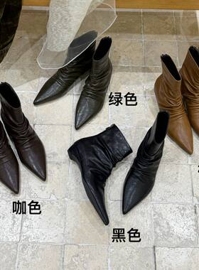 GuoLi韩版尖头堆堆短靴