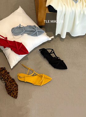 TLE MIKELIN 仙女风镂空尖头一字扣带罗马凉鞋女2026新款坡跟细带