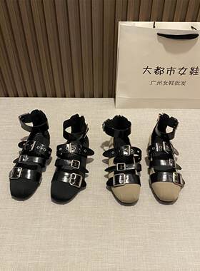 拉链镂空鞋小众单鞋皮带扣英伦
