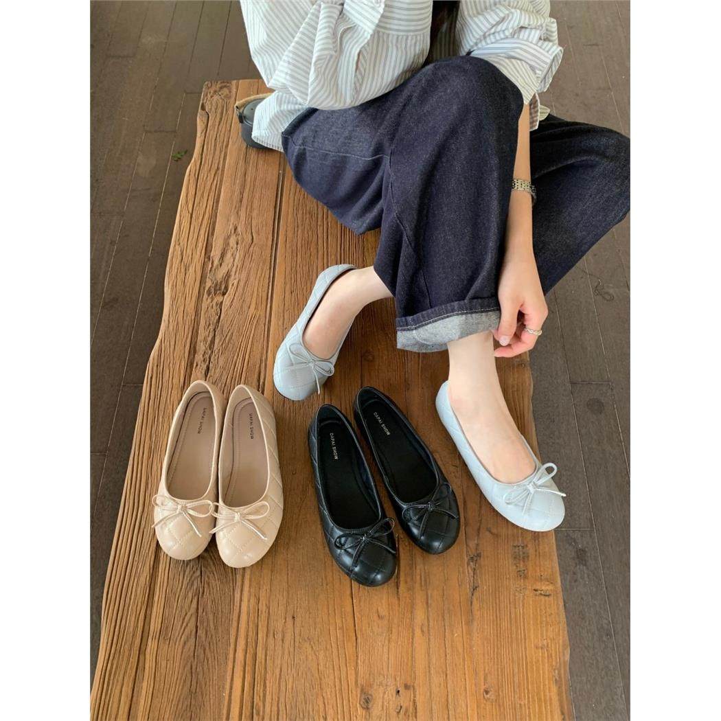 法式蝴蝶结玛丽珍鞋女平底百搭浅口一脚蹬通勤奶奶鞋芭蕾舞鞋,女鞋,时尚芭蕾鞋,淘宝优惠券,粉丝福利购,淘宝优惠卷