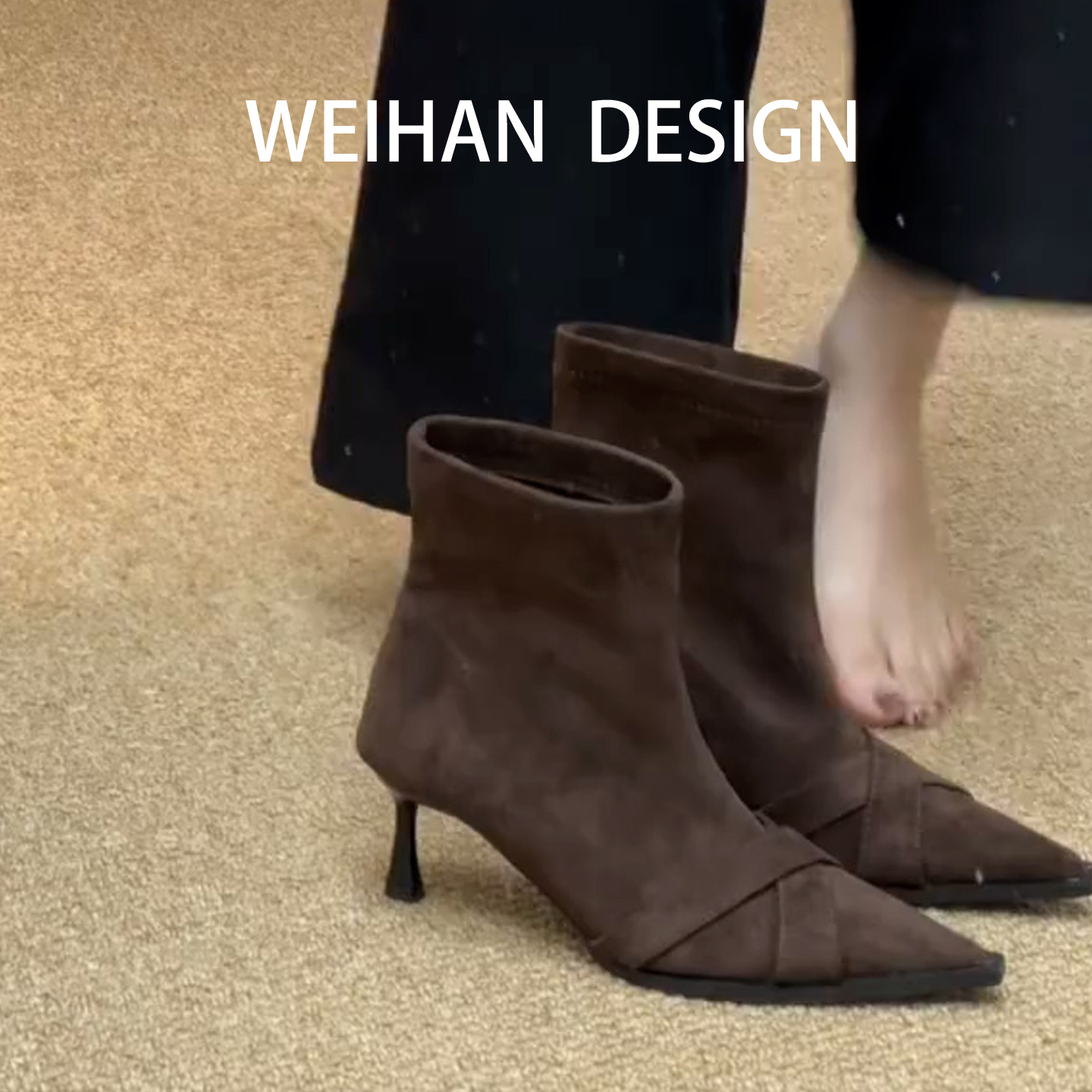 羊皮版！小众尖头高跟短