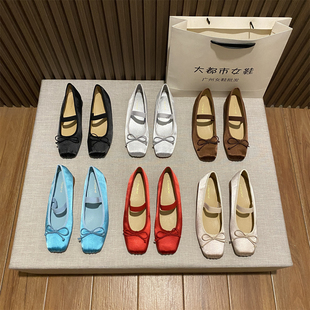 法式芭蕾舞单鞋女缎面2025款晚风浅口猪鼻子配裙子松紧带玛丽珍鞋