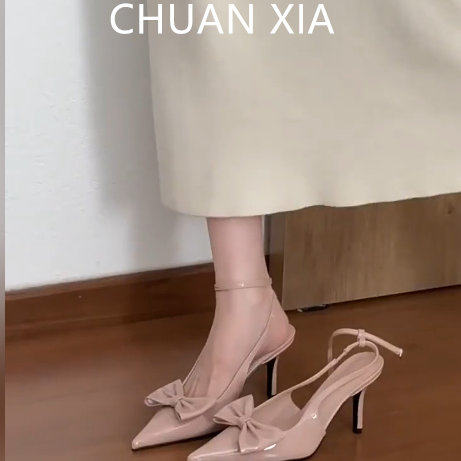 羊皮版~温柔优雅蝴蝶结包鞋女法式漆皮细跟高跟鞋气质名媛风凉鞋,女鞋,浅口单鞋,淘宝优惠券,粉丝福利购,淘宝优惠卷