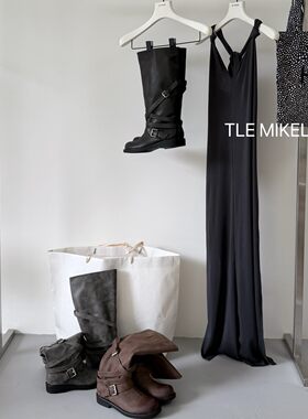 TLEMIKN欧美风黑色高筒