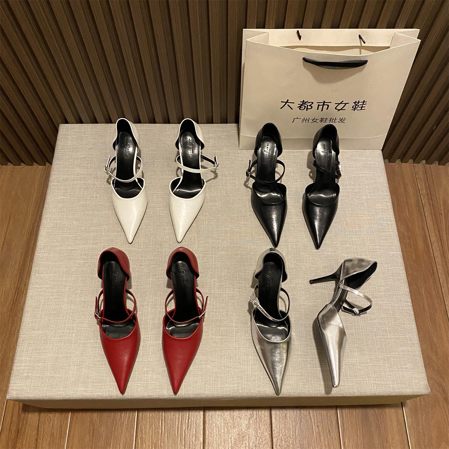 单鞋名媛风尖头高跟鞋性感一字带